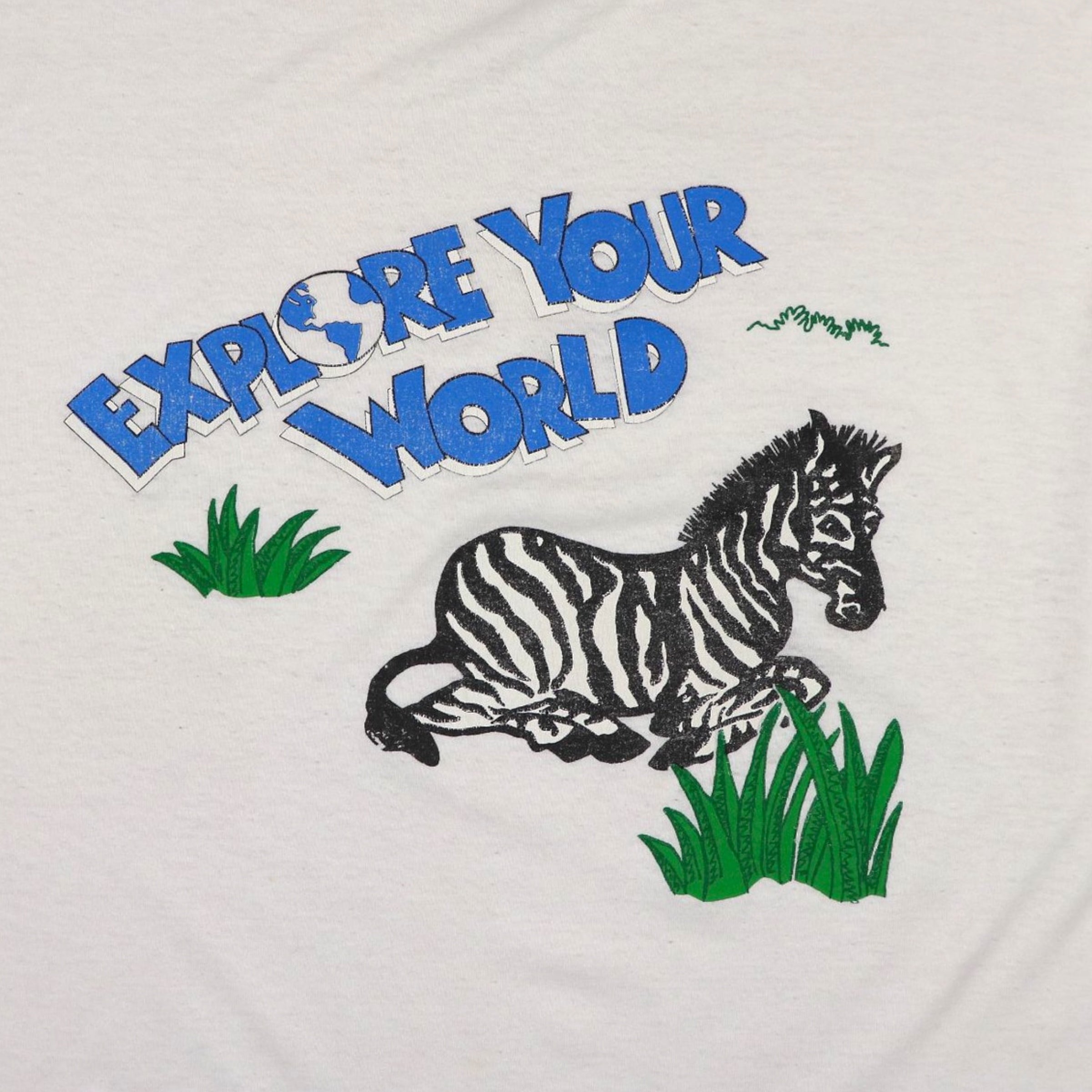 Vintage 90s Explore Your World Zebra T Shirt – Major League