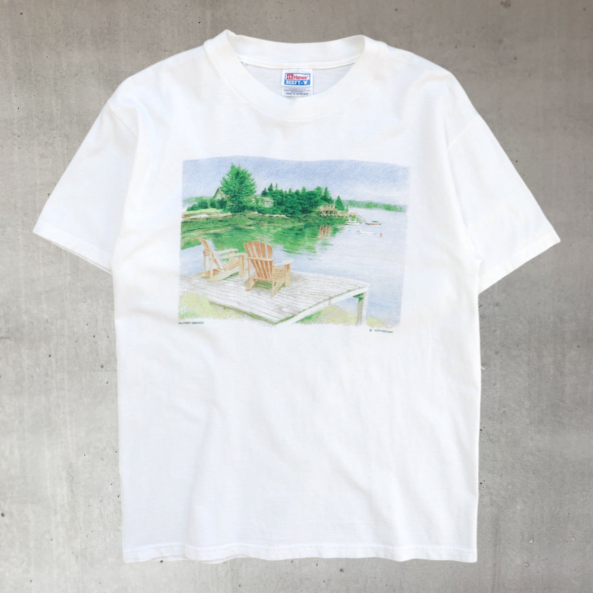 Vintage 90’s deck chairs graphic art tee single stitch from major league vintage in london