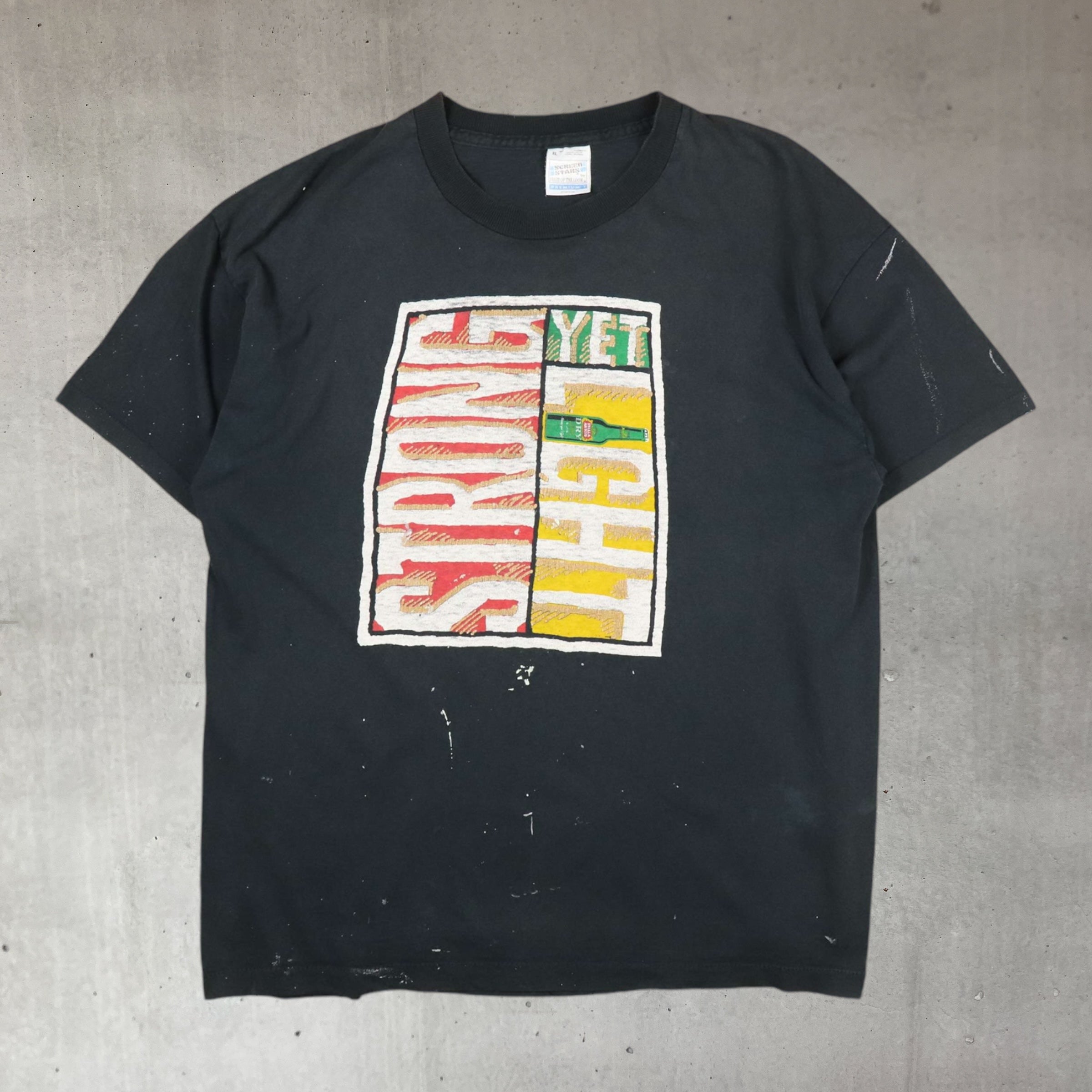 retro promotion for stella artois beer on perfectly distressed painter's cotton